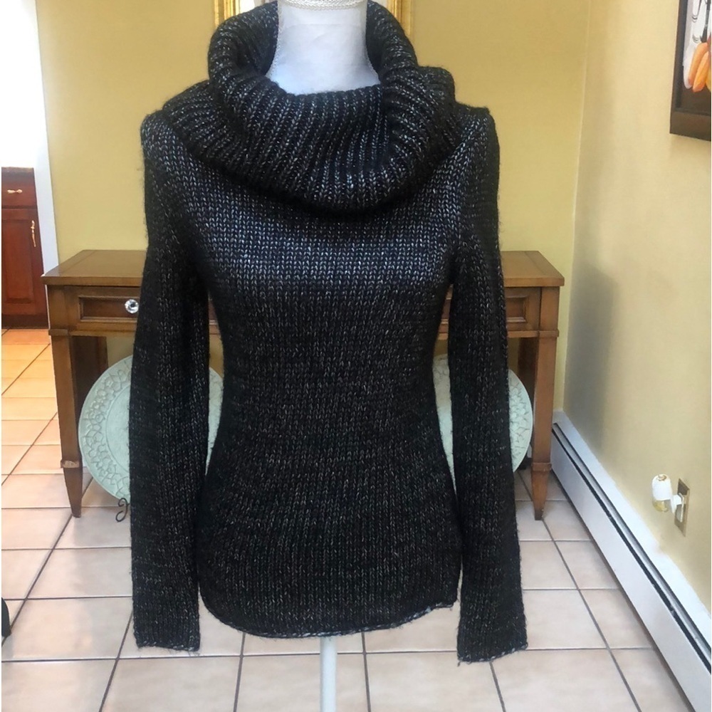 Women’s Vintage GH Bass & Co. Cowl Neck Black Knit PullOver Sweater Size XS